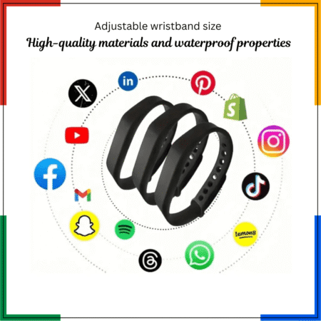 Waterproof Adjustable NFC WristBand for Easy Social Sharing - Simple - Black
