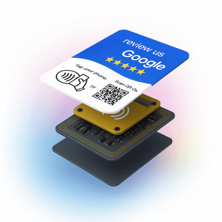 Stylish Nfc + Qr Google Review Tag – Easy Customer Feedback - White And Blue