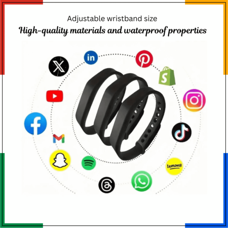 Waterproof Adjustable Nfc Wristband For Easy Social Sharing - Simple - Black